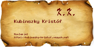 Kubinszky Kristóf névjegykártya
